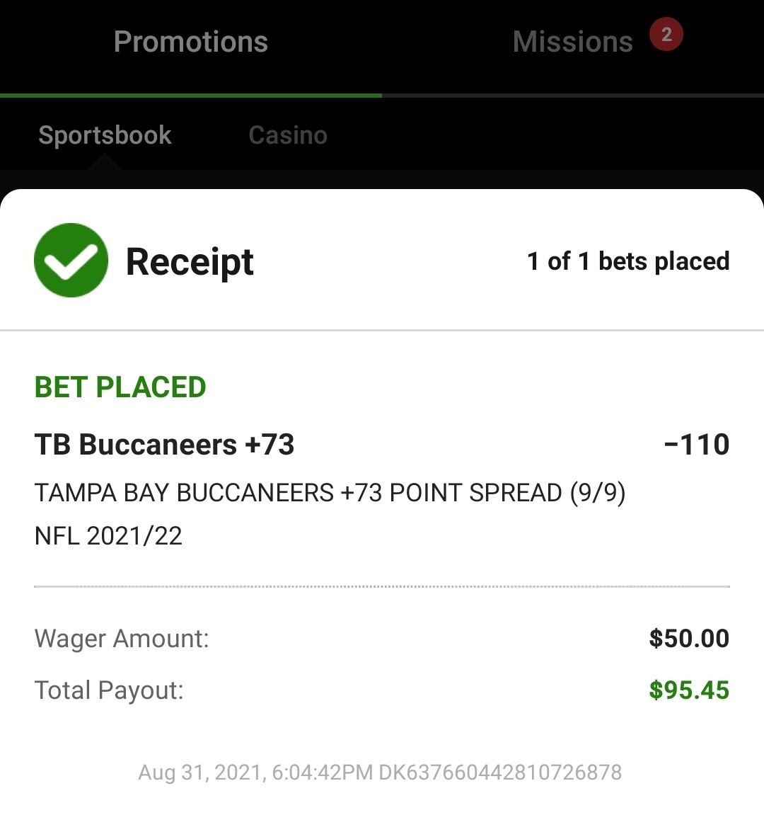 Chris Perruna On Twitter No Brainer Free Money Promotional Bet Of The Week 50 Max At Dkng Bet Tb Buccaneers 73 At 110 Tampa Bay Buccaneers 73 Point Spread 9 9 Nfl 2021 22 On Chris Perruna On Twitter No Brainer Free Money Promotional Bet Of The Week 50 Max At Dkng Bet Tb Buccaneers 73 At 110 Tampa Bay Buccaneers 73 Point Spread 9 9 Nfl 2021 22 On