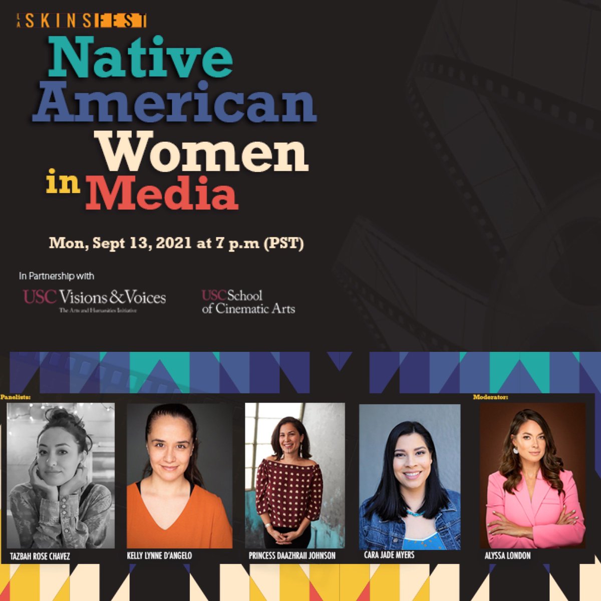 Join us Mon, 9/13, 2021 @ 7p for the Native American Women in Media Panel. Native American women will discuss their careers as writers, actors, and fillmmakers; the challenges they face; and how they overcome them. #NativeAmericans #RepresentationMatters