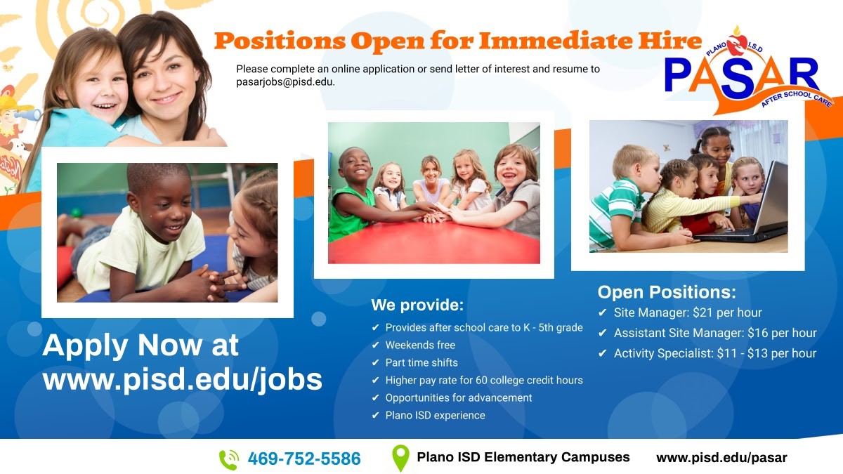 Are you morning booked but your afternoons are free?  Join PASAR:  Part-time positions available in the afternoon! <a href="/stacie_burk/">Stacie Burk</a> <a href="/PrincipalEwing/">Steven Ewing</a> @RosaHandy2 <a href="/_KathyBerger/">Kathy Berger</a> <a href="/PASAR_PROGRAM/">David Vasquez</a> <a href="/cdaviswrite/">Cameron Davis</a>