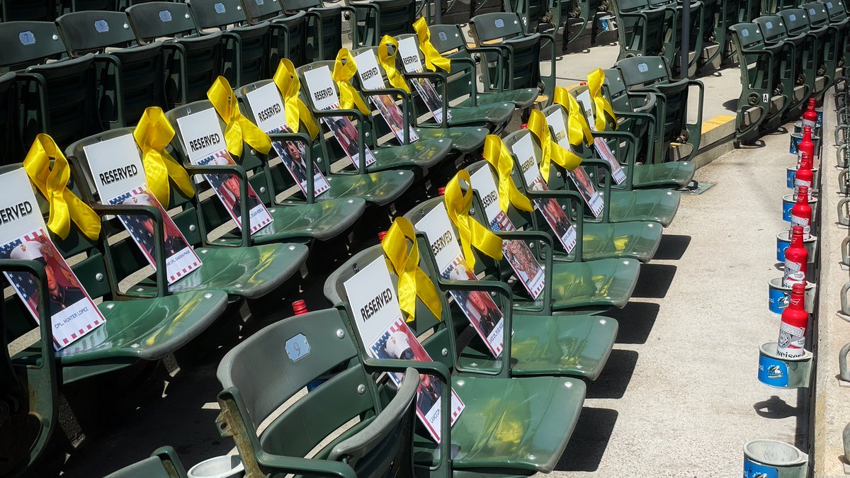 For the remainder of the season, these 13 seats will be left vacated in honor of the 13 fallen US service members who made the ultimate sacrifice while serving our country.