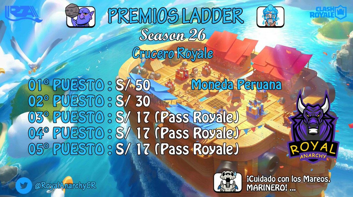 🎖PREMIOS LADDER TEMPORADA 26🎖 Vuelven las Batallas en el Crucero...
¡MAÑANA ES EL ÚLTIMO DÍA PARA PARTICIPAR ! 🔃♥