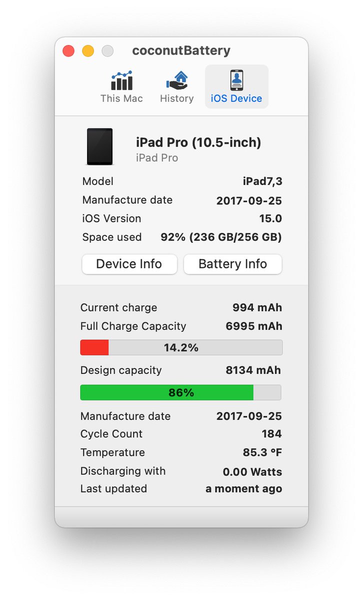 ট ইট র Tualatrix 我的ipad Pro 17 充不进电了 表现为连接了电源之后 显示正在充电 但是无论等多久 百分比始终没有增加 换了三条数据线 两个电源都这样 用coconutbattery 查看 Discharging With 那里显示的是 ট ইট র Tualatrix 我的ipad Pro 17 充不进电了 表现为连接了电源之后 显示正在充电 但是无论等多久 百分比始终没有增加 换了三条数据线 两个电源都这样 用coconutbattery 查看 Discharging With 那里显示的是
