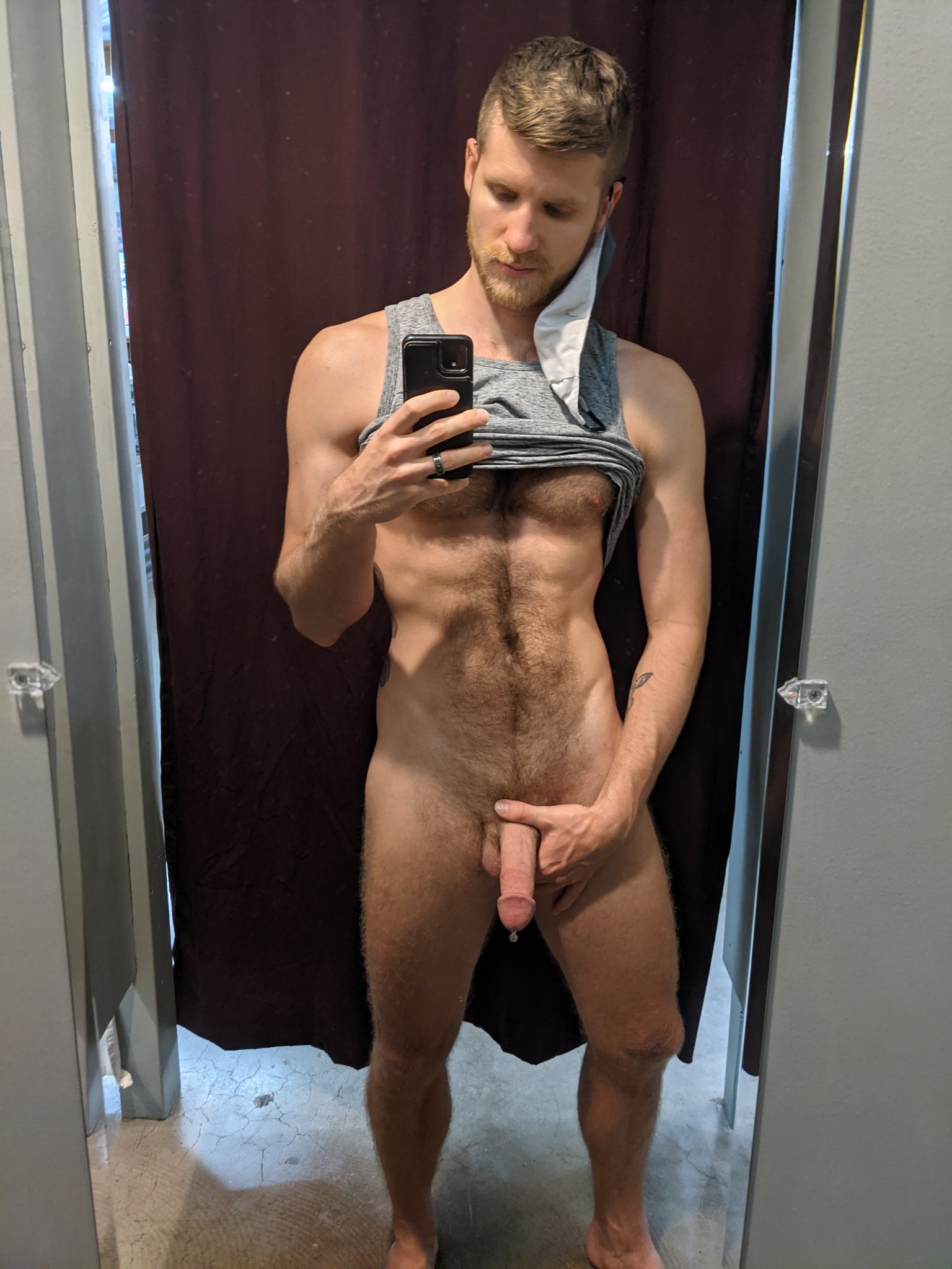 Love how the changing room door is just a curtain ? #gays #gaycock #gayexhibitionist #gayhairy #gayotter