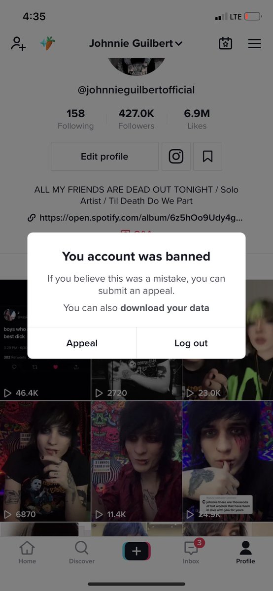 JohnnieGuilbert's tweet photo. Hey @TikTokSupport can you please review my account again Johnnieguilbertofficial there’s no reason I should be banned. I’ve seen a lot of account falsely being banned this really needs to stop. https://t.co/G9XLiFBpF8