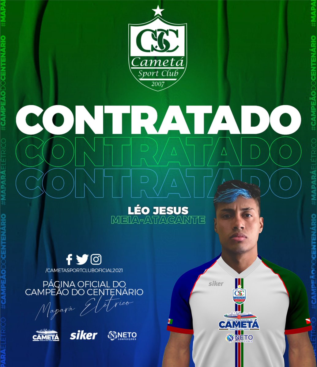 CametaSC's tweet photo. CONTRATADO!
O meia-atacante Léo Jesus é o novo reforço do Cametá para a disputa da Série B do Parazão 2021. Léo é paraense e tem 21 anos de idade, o atleta já vestiu as camisas de equipes como Ypiranga, Carajás e Independente de Tucuruí. Seja bem-vindo ao Campeão do Centenário. https://t.co/U6QjwzQs5V