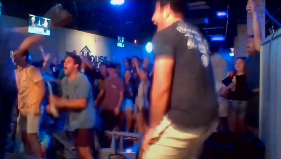 AJ Fletcher wins and his hometown goes absolutely bonkers. Drinks and chairs suffered some damage. #DWCS