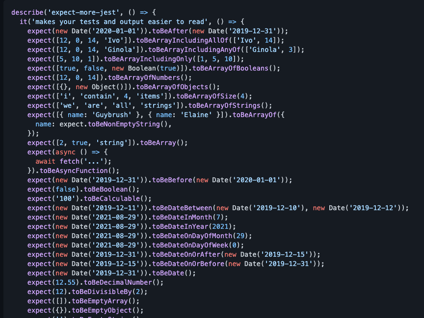 fold_left's tweet photo. Added 13 new matchers to expect-more and its Jest and Jasmine libraries https://t.co/eRGfPyVQAz #nodejs #javascript #webtest #webdev https://t.co/A7Rt4nnC9n