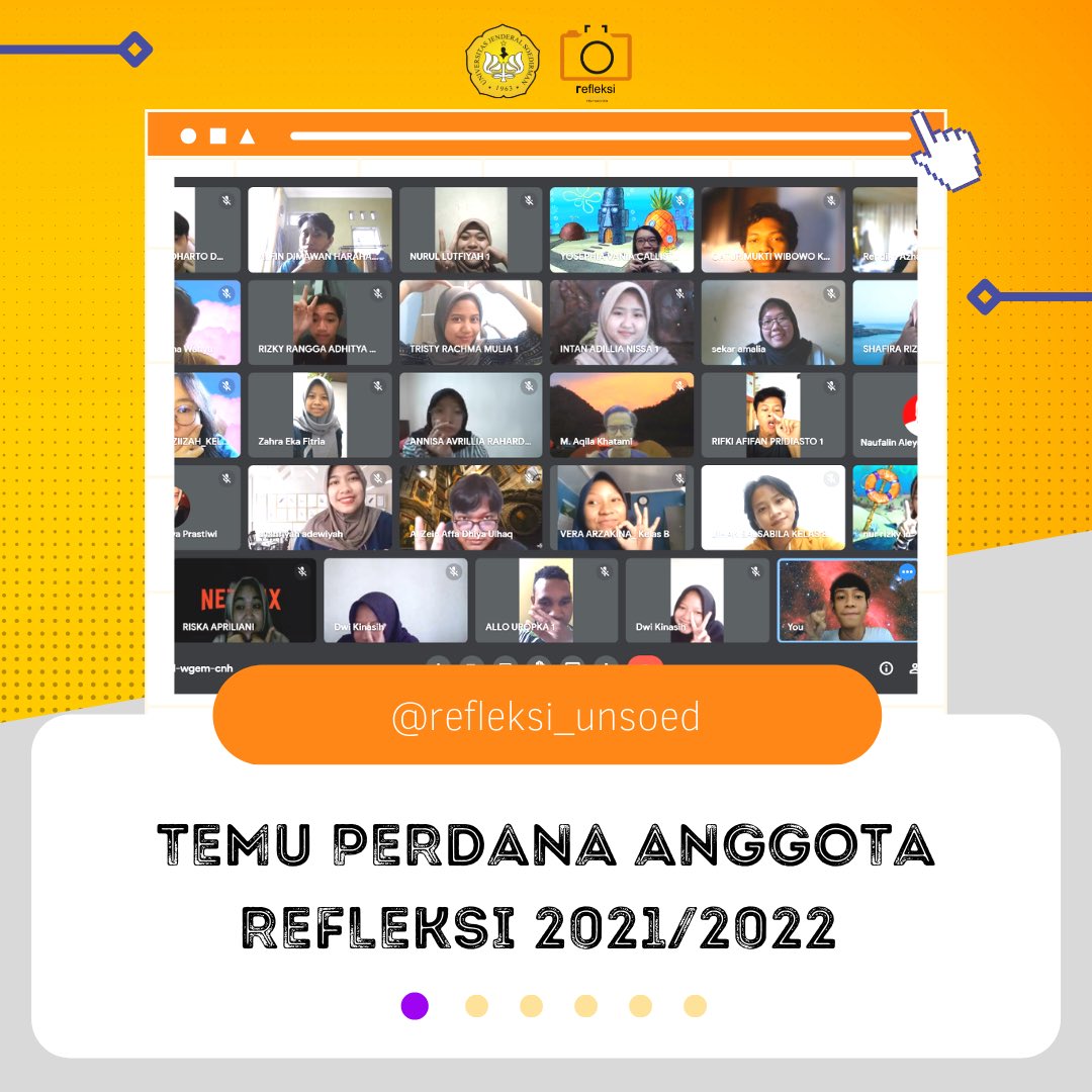[Sabtu, 28 Agustus 2021]

𝑻𝑬𝑴𝑼 𝑷𝑬𝑹𝑫𝑨𝑵𝑨 𝑨𝑵𝑮𝑮𝑶𝑻𝑨 𝑹𝑬𝑭𝑳𝑬𝑲𝑺𝑰 2021/2022

Refleksi UNSOED telah menyelenggarakan temu perdana dengan anggota baru dan pengurus. Acara ini diisi dengan perkenalan dan sharing antar anggota baru dan pengurus.