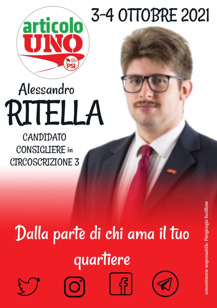 ritella_ale's tweet photo. Dalla parte di chi ama #BorgoSanPaolo #Cenisia #CitTurin #BorgataLesna #PozzoStrada.
Questo sono io. Chiedo la vostra fiducia per rimettere al centro i quartieri, i loro bisogni, la pancia più concreta della città.
#scegliArticoloUno #AvròCuraDiTo #votaRitella #TorinoÉLaMiaCittà https://t.co/bBd7eVaxKO
