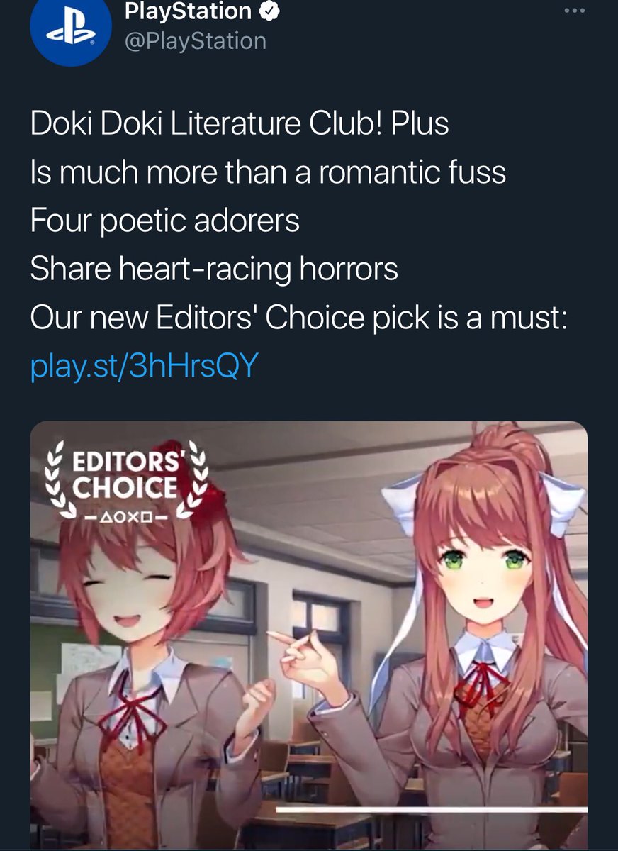 RT @IGNWorseThan: Fun fact: Monika and Martin Luther King Jr. have both been on PlayStation’s twitter https://t.co/fA8i94yOEw