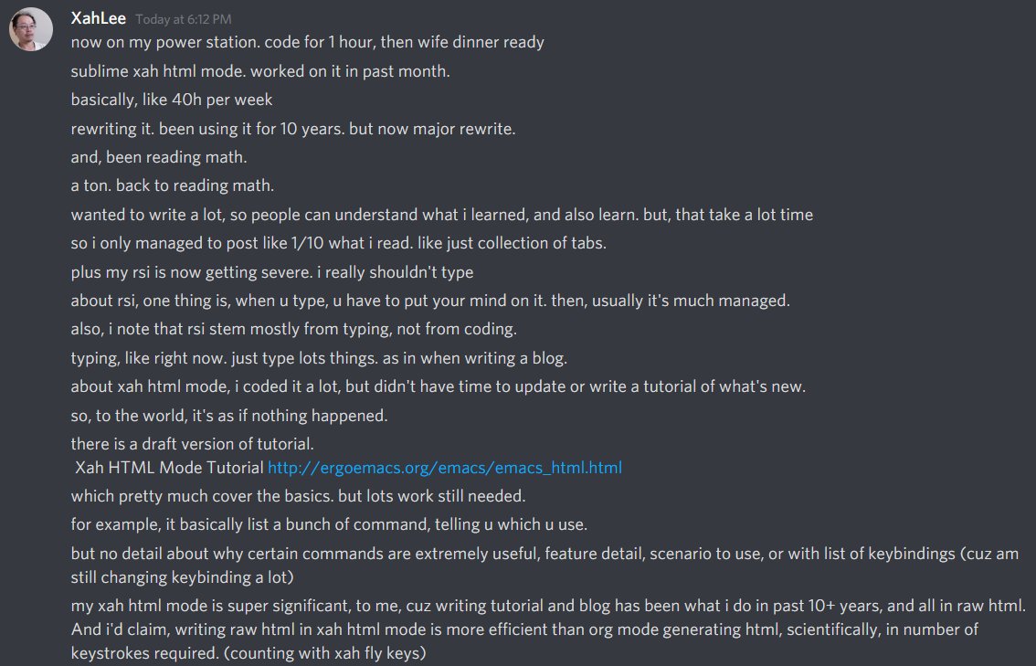 been writing elisp like 8 hours a day for the past month. xah html mode. status.