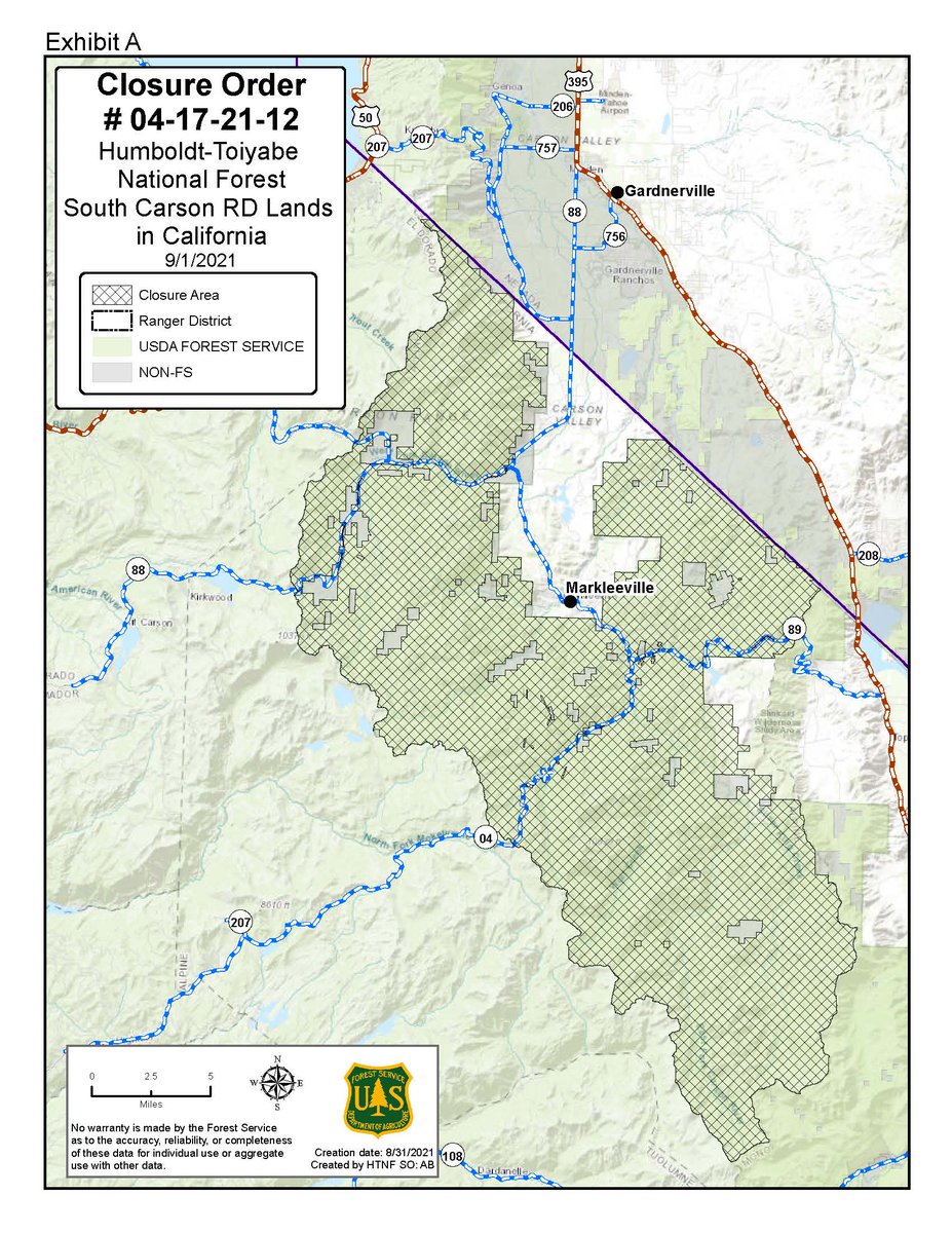 Humboldt Toiyabe National Forest Map Humboldt Toiyabe Nf On Twitter: "Due To The #Caldorfire, All Areas,  Campgrounds, Trails, And Roads On The #Carsonrd From South Of U.s. Route 50  To The Southern District Boundary And From The