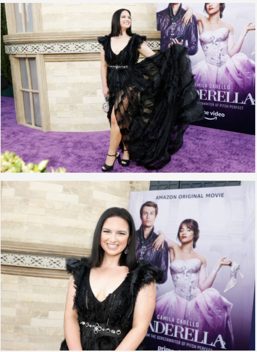 Here’s literally a #Cinderella Moment at Last night @cinderellamovieofficial #CinderellaMovie #MoviePremiere. This Amazing & Gorgeous #Actress and #Singer @maddiebaillio strut the #PurpleCarpet wearing @rccaylanatelierofficial Black Fringes gown 🖤🖤Styled by: @christinajpacelli
