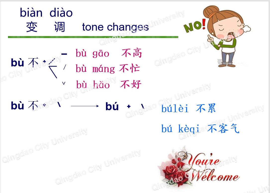 Tone Changes
Welcome to apply our university online Chinese language course.  Online course homepage: 
qdc.edu.cn/en/p/xianshang…
#china #chinese #chineselanguage #chinesewords #mandarin #studychinese #learnchinese #dailystudy #chinesegrammar #chineselesson  #hsk #中国 #中文