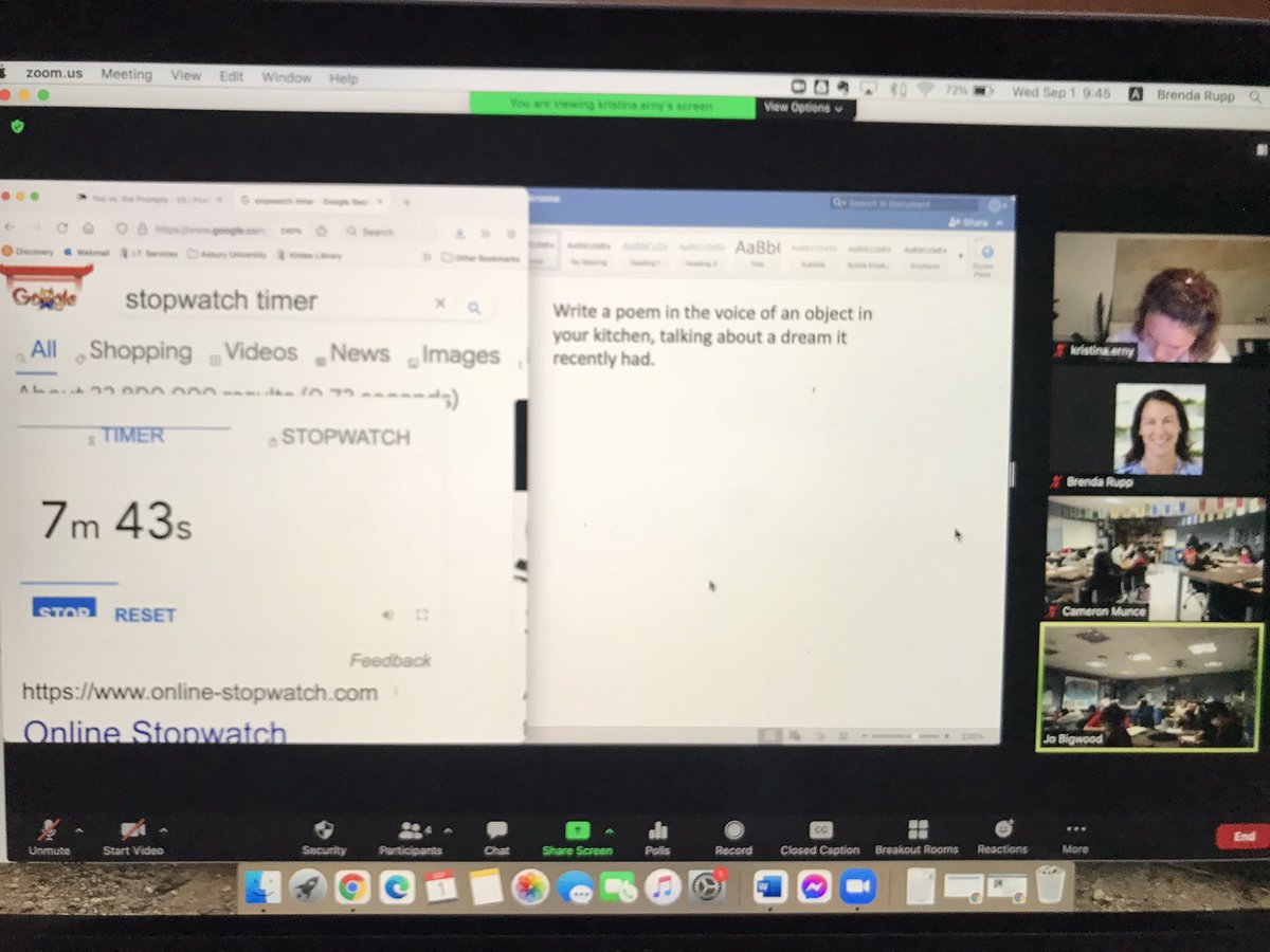 SFS_MSlib's tweet image. 6th grade at SFS writing poems with award-winning poet Kristina Erny, in a virtual visit!  Learning about voice and persona, students wrote poems from the perspective of shoes, a pan, coffee machines, and many other items!