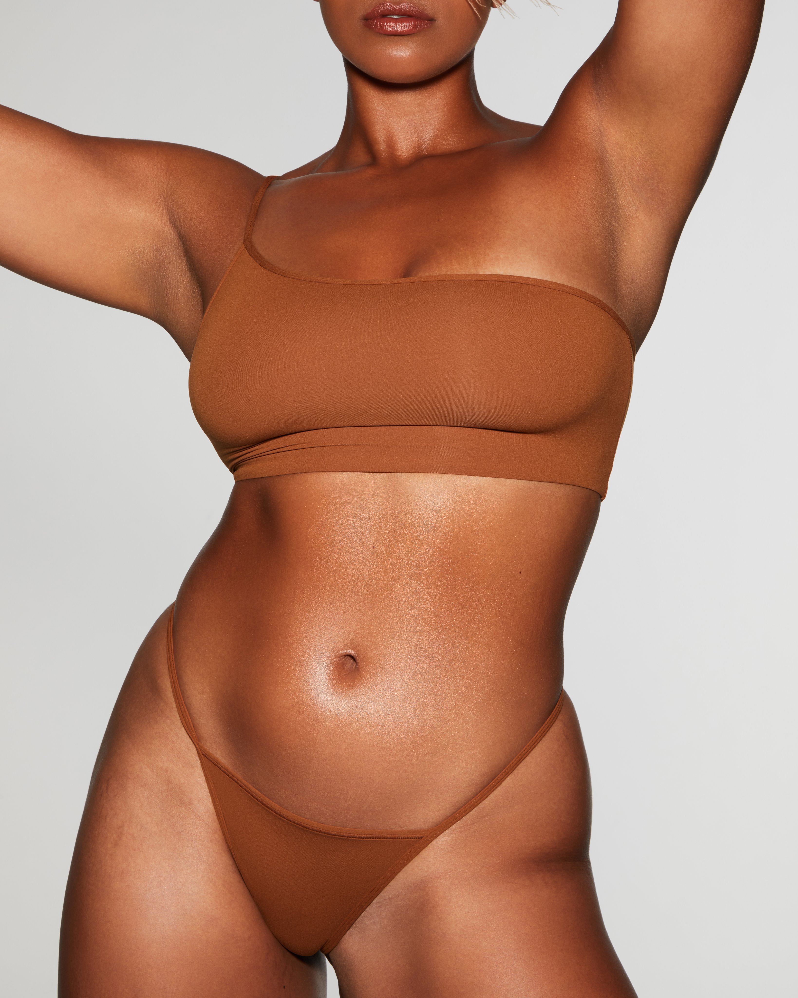 SKIMS on X: Drops Tomorrow: New Fits Everybody. We're giving you more with  three fresh new colors for fall. This is the One Shoulder Bralette & T-String  Thong in Copper. Set your