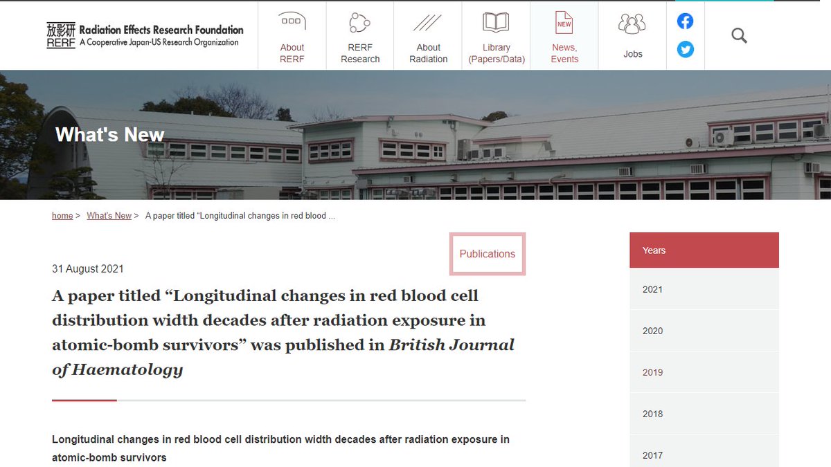 RERF_Japan's tweet photo. Recently published RERF paper reveals linear association between radiation dose in A-bomb survivors and red blood cell distribution width (RDW), with increased RDW linked to higher rates of death from various causes. 

See synopsis: https://t.co/h2cSbCi0x1

#RERF
#RadScience https://t.co/szCjGP8jMY