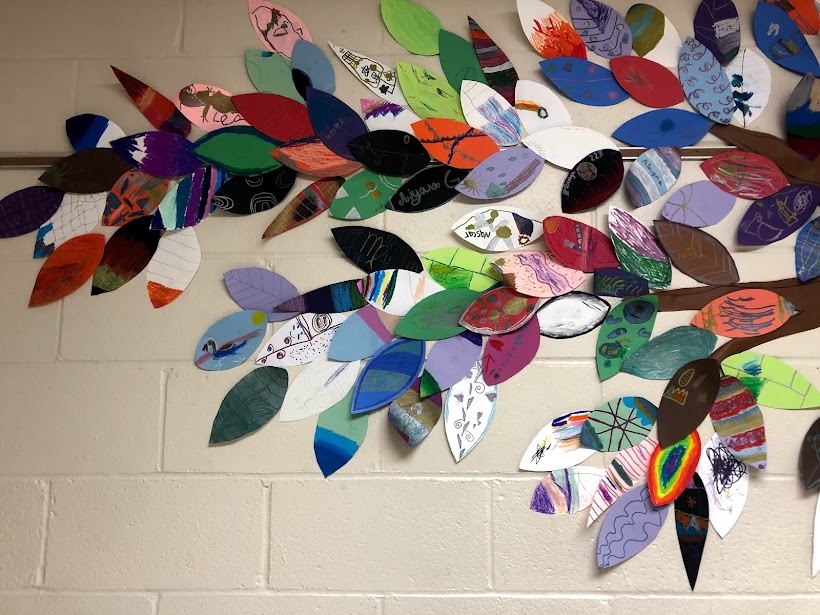 Our Carol Stream School Family Tree! Each student designed a leaf for this beautiful collaborative artwork displayed in the hallway!