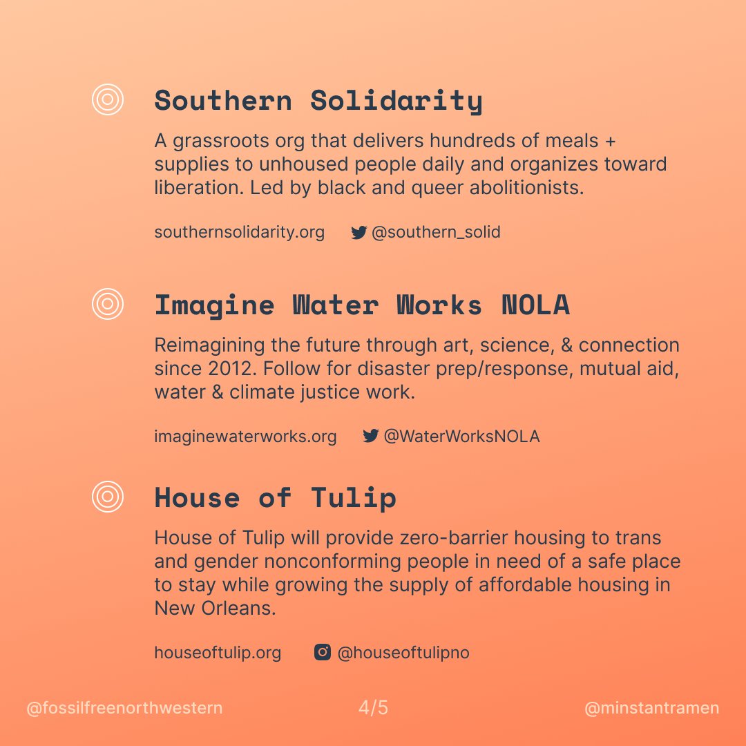 Check out the amazing orgs we are donating the funds to (evenly split!): <a href="/AnotherGulf_/">Another Gulf Is Possible</a> , <a href="/southern_solid/">Southern Solidarity</a>, <a href="/WaterWorksNOLA/">Imagine Water Works</a>, <a href="/houseoftulipno/">House of Tulip</a>