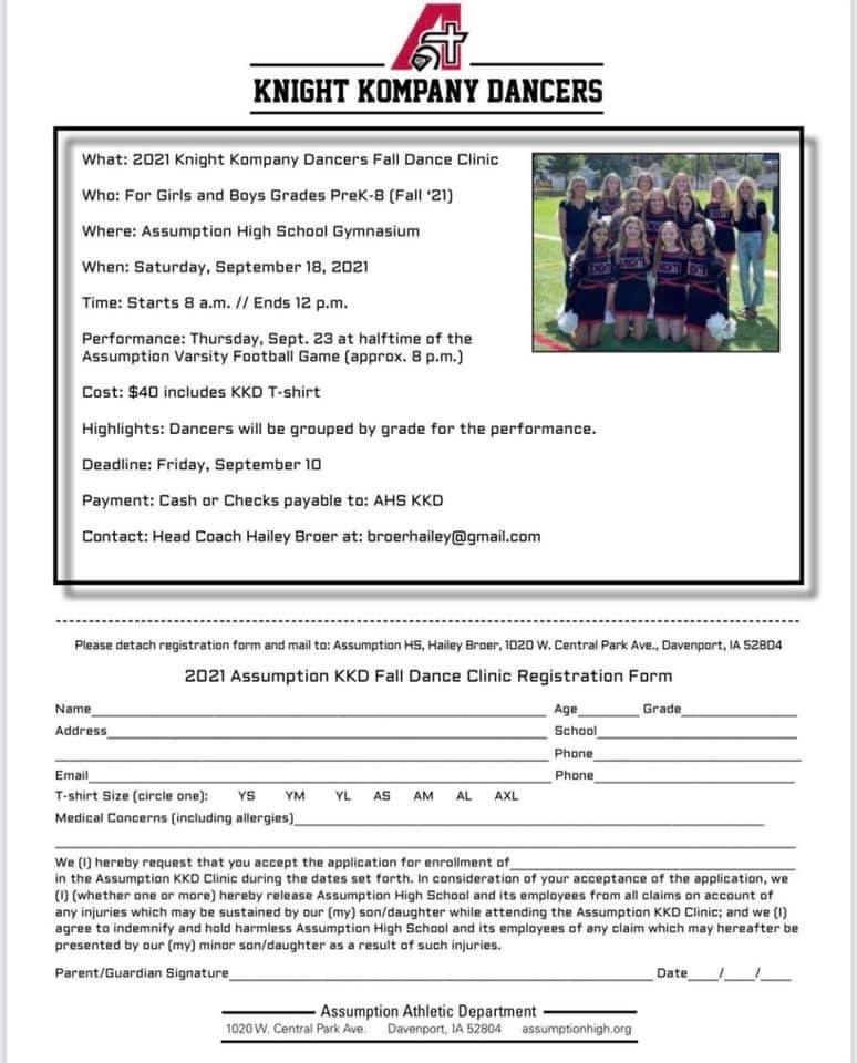 assumption_kkd's tweet photo. CALLING ALL DANCERS! We would love to have you come dance with us. Sign up for a day of dancing, a football game performance and a tshirt! 🥰❤️🖤

https://t.co/3DJj57ecLt https://t.co/d93gmDA8GX