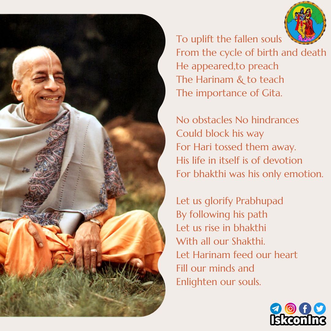 an1shtdev's tweet photo. Today on this auspicious day of 125th appearance day of Pujya A.C.Bhaktivedanta Srila Prabhupada I offer my prayers and hope that world follows the path that he showed the world.
#prabhupada125
@IskconInc @RadharamnDas https://t.co/h2iNZ3QkkF