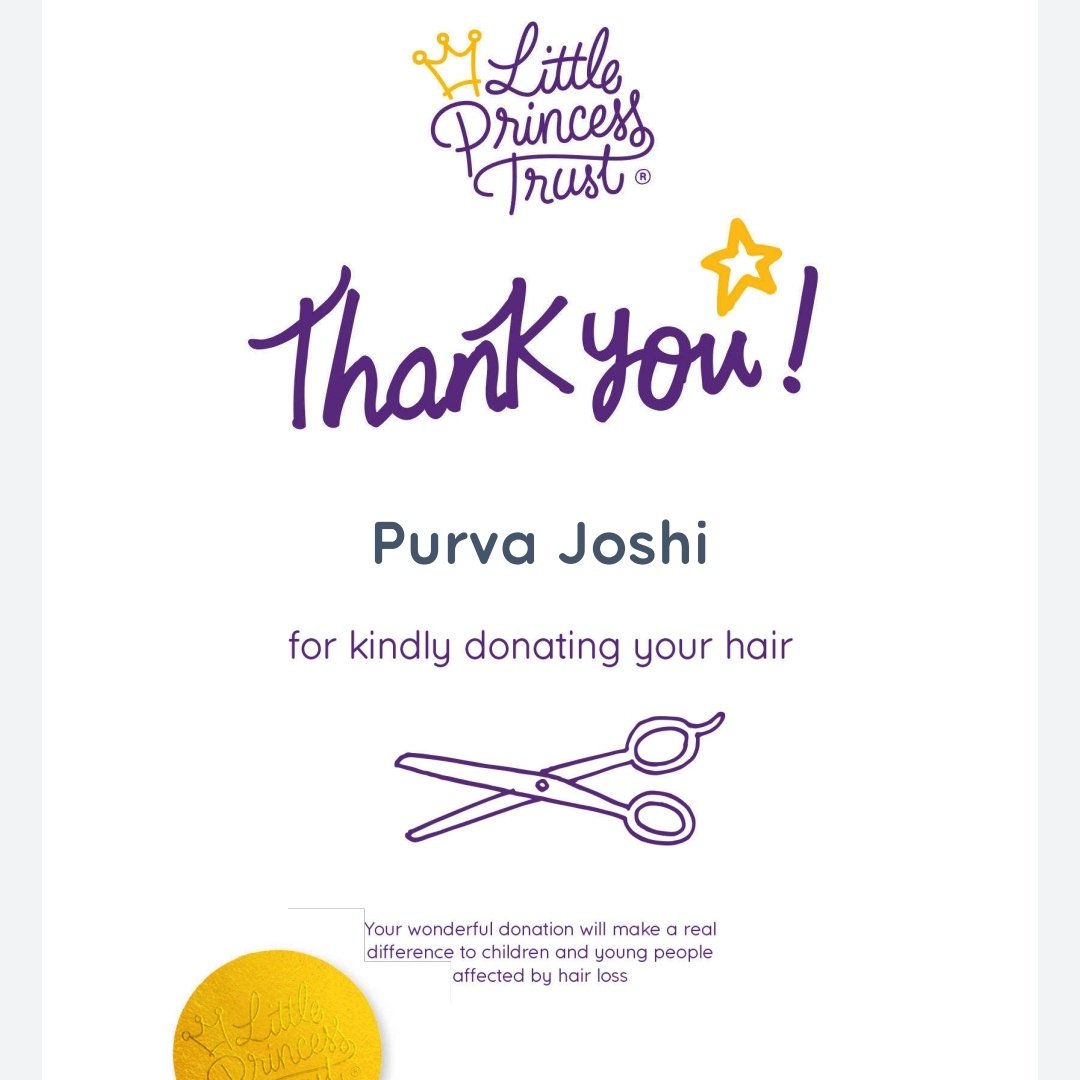 Officially 1 month since I donated all my hair to the amazing folks at @LPTrustUK and grateful to @mccroryhair Manchester for helping me brave the shave & chopping the long locks off! Thank you @LPTrustUK for the certificate! Cheers! 
#CancerAwareness #littleprincesstrust
