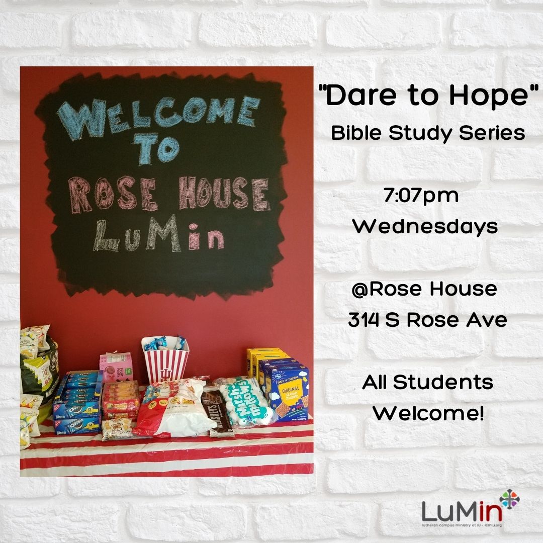 HoosierLuMin's tweet photo. All Students Welcome! FREE Snacks! Doors open by 6:30pm. Bible Study begins at 7:07pm and wraps up around 8:30pm. Friends Welcome! Masks required indoors when not eating or drinking. :) https://t.co/1d2f0Zg36G
