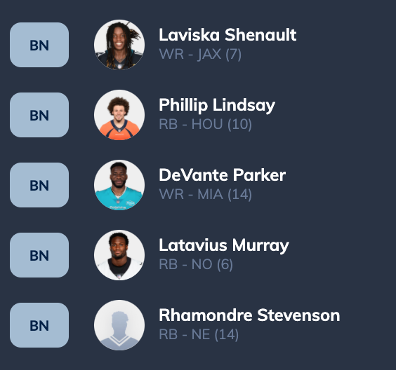 PacoHerran's tweet photo. Terminó el draft del #FantasyGDC #DivisiónNorte @Goldecampo. Pick 1 de 12, no-ppr, 2 flex. Mis titulares, bien, me quedo satisfecho. Mi banca, meh, pero tengo espacio para tirar a quien no sirva y tomar waivers. ¿Opinión? https://t.co/cARxqdk2aB