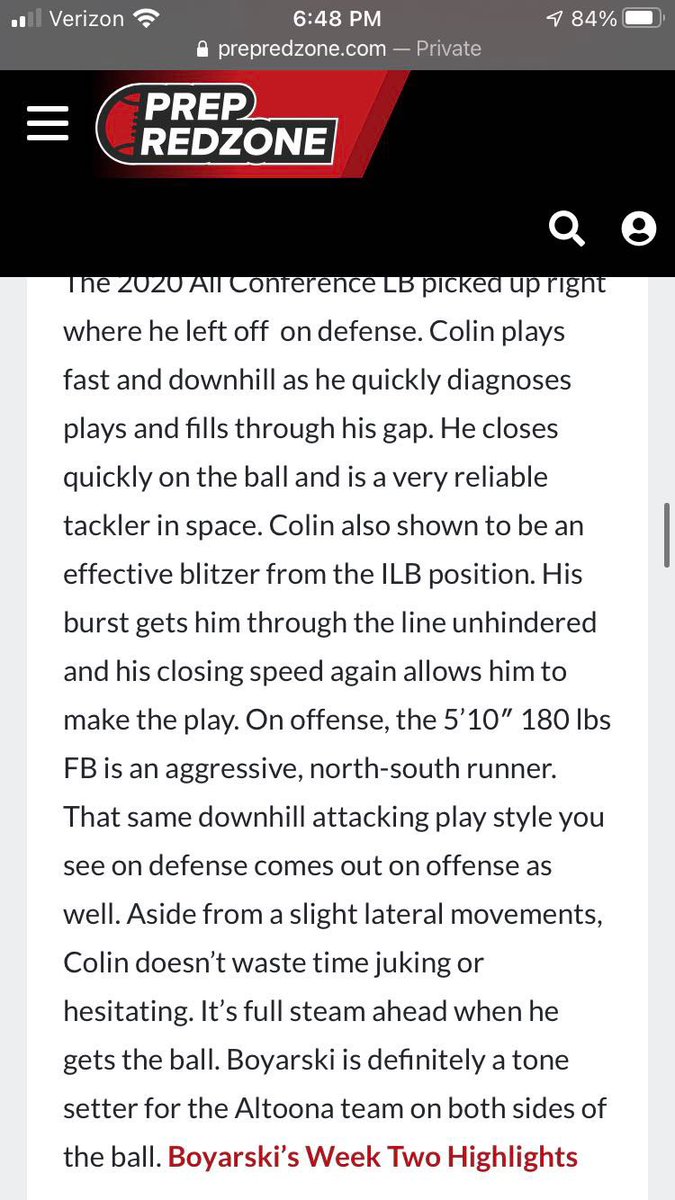 Boyarski_17's tweet image. Thank you @MJ_NFLDraft for the write up this past week!! @PrepRedzoneWI