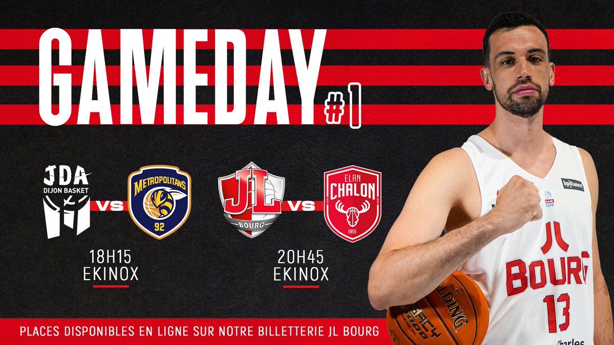 JLBourgBasket's tweet photo. 🌟 𝐆𝐀𝐌𝐄 𝐃𝐀𝐘 🌟
On se retrouve pour l'Ain Star Game dans quelques heures à Ekinox 😍

𝟭𝟴𝗛𝟭𝟱 - @jdadijonbasket ⚡️ @Metropolitans92
𝟮𝟬𝗛𝟰𝟱 - JL Bourg ⚡️ @ELANCHALON 
➡️ Diffusion en Facebook Live !

Il reste des places 🎟 https://t.co/wcXgPeRug4 https://t.co/qRZjhYRZ5G