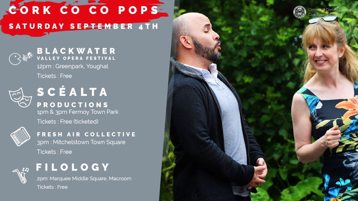 Corkcoco's tweet image. Check out our line up for this Saturdays Cork Co Co Pops!
🎷🎤🎭

#LLPPS
@DeptCulturelRL 
@pure_cork