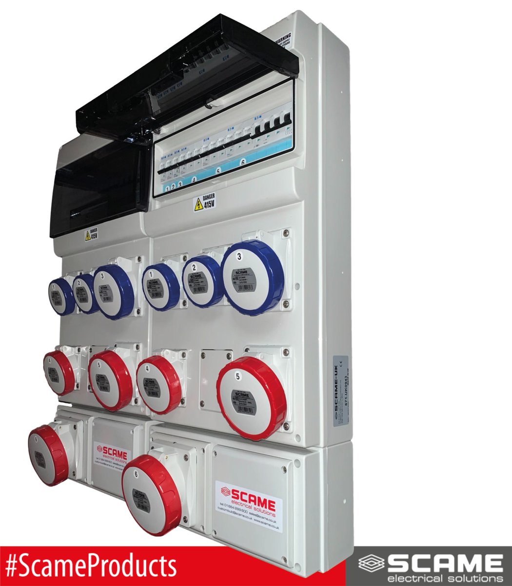 ScameUK's tweet image. Two DOMINO enclosures with 6 varying sockets on each unit...

- 16a, 32a, 63a sockets
- 415v
- IP66
- MCB protection w/ main switch isolator
- Custom built for our customer in Sheffield

#ScameProducts #custombuild #multisocket #multivoltage #electricalwholesaler #ukmanufacturing