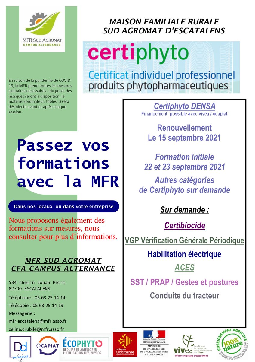 MFR_SUD_AGROMAT's tweet photo. Formation Certiphyto https://t.co/XCnY3DlB9d