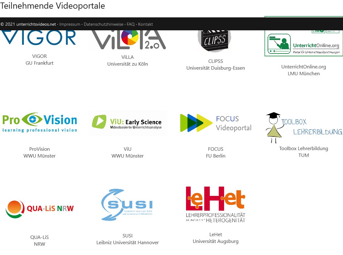 Das kürzlich gelaunchte <a href="/metavideoportal/">Meta-Videoportal für die Lehrkräftebildung</a> für #Unterrichtsvideos enthält mittlerweile 11 teilnehmende #Videoportale und über 1.700 #Unterrichtsvideos zu verschiedenen Fächern, Klassenstufen und Schularten für die #Lehrkräftebildung #digital #twlz bit.ly/3zDAwhx