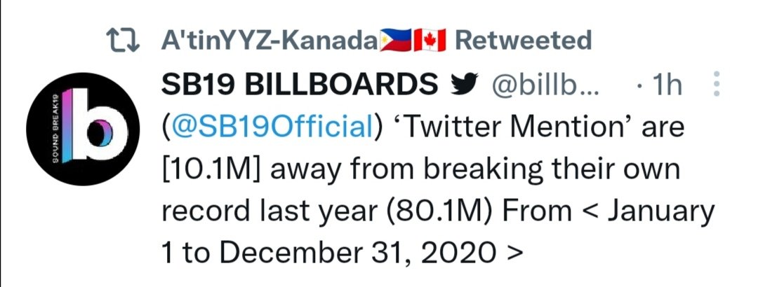 SB19ATTW's tweet photo. Sa sama samang pagkilos ng lahat ng A'TIN sa buong mundo, kaya nating muling ibalik ang SB19 sa BBMA 2022, we can break the 80M record last Dec. 31, 2020, wag mawalan ng pag asa...
LABAN lang mga ka A'TIN👊✊💪

@SB19Official #SB19
#SB19Bazinga3MonSpotify https://t.co/OFRqSDK6Bh