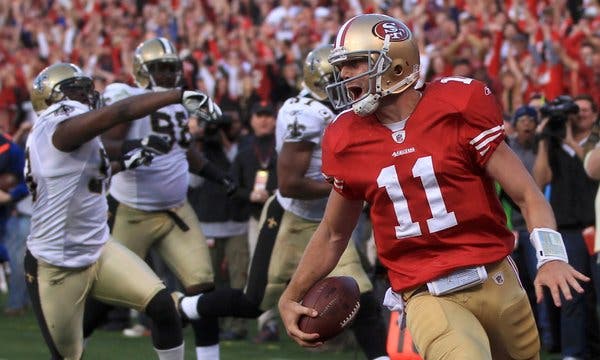 49ersCast's tweet photo. Faltan 11 días para el inicio de la temporada. #kickoff
#countdownto75
Alex Smith con su gran jugada ante los #saints. Uno de los mejores partidos de la historia de los playoffs.
#49ers https://t.co/eRoRj5w3Tc