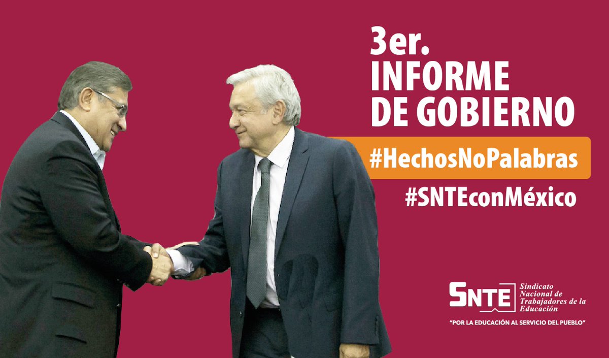 SnteNacional's tweet photo. #SNTEconMéxico 👩‍🏫👨‍🏫

Con el Presidente @lopezobrador_ 🇲🇽 salario y prestaciones crecieron por encima de inflación 📊 y se negocia reforma justa a las pensiones 👉#SNTE 🍎📚 Mtro Alfonso Cepeda Salas✔️

#1DeSeptiembre Palacio Nacional 🗓️
#TercerInforme AMLO 📃 #HechosNoPalabras ✋ https://t.co/jLlqLRjhqs