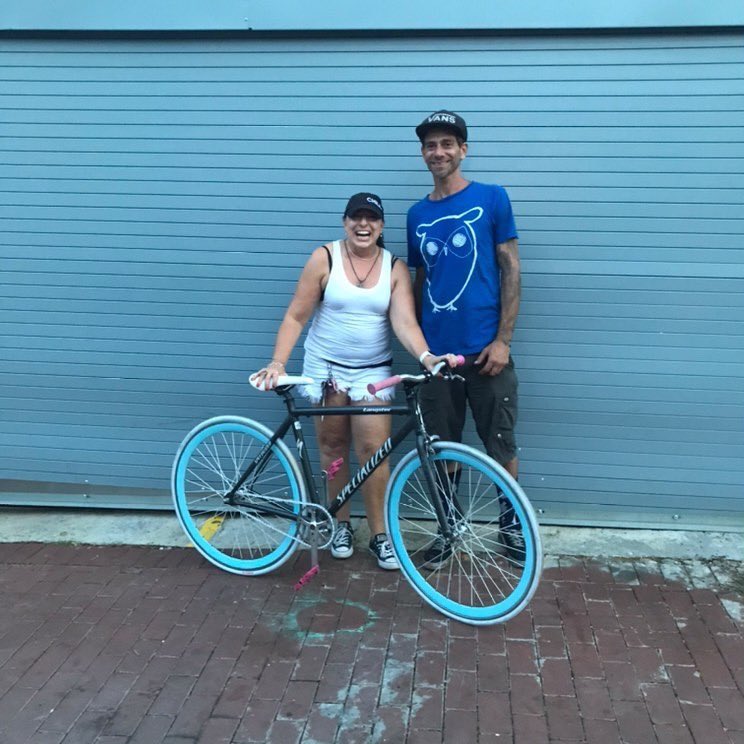 FixieStrong's tweet photo. I have been a friend and cycling mentor to Carrie for three years. She recently asked me to a wedding, I said yes. Last week I said, hey join my fixie lifestyle, she said yes. We’re now dating. Seriously. ❤️Welcome to the fixie club Carrie. #fixielife #fixie https://t.co/NEBt8Rcdar