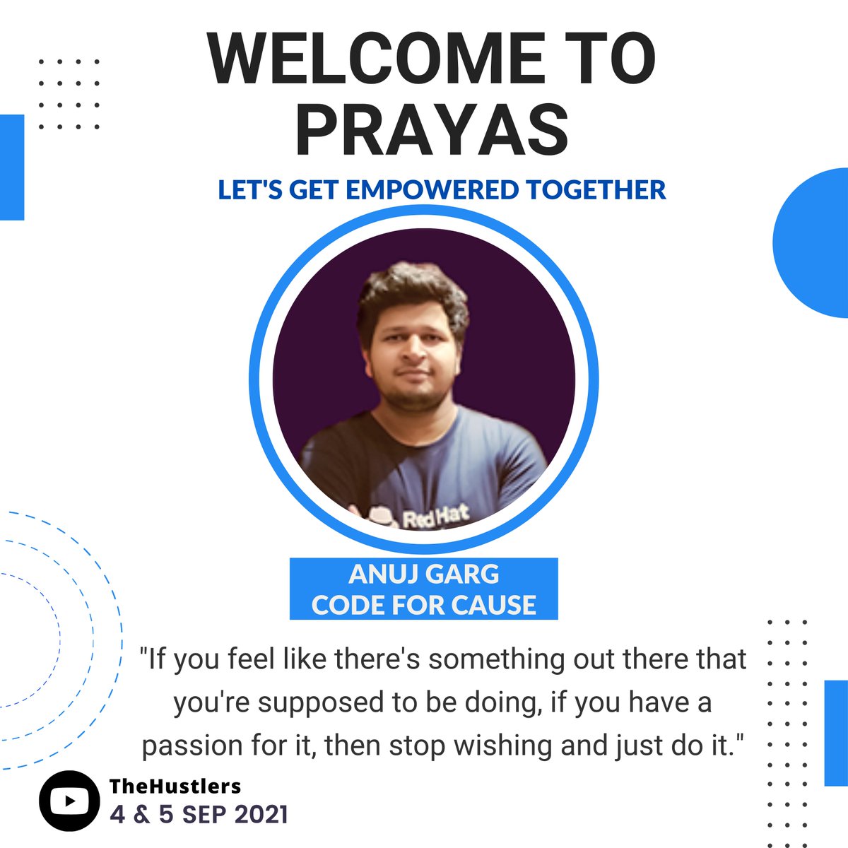 TheHustlers_'s tweet photo. The Hustlers are here with the biggest summit of the year, Prayas 2021. An event for students to learn, collab and contribute to their dream career.

Welcome To PRAYAS
Our Special Guest 
@KeenWarrior 

So what are you waiting for?
Register yourself @
https://t.co/LA4Gajpti7 https://t.co/yN8eXpZGTs