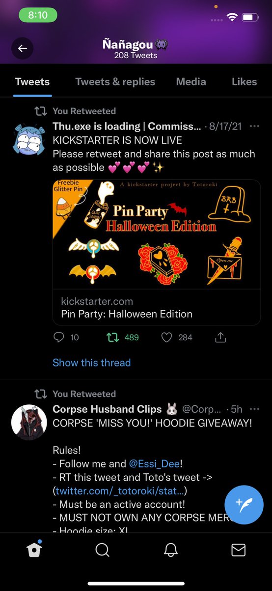 nanagou__'s tweet photo. @CorpseClips @Essi_Dee So happy this came up!! I was so sad that I literally was broke af when he’s was dropping the last hoodie merch! Best of luck everyone 🙌🏼 https://t.co/Wmsir0QiIL