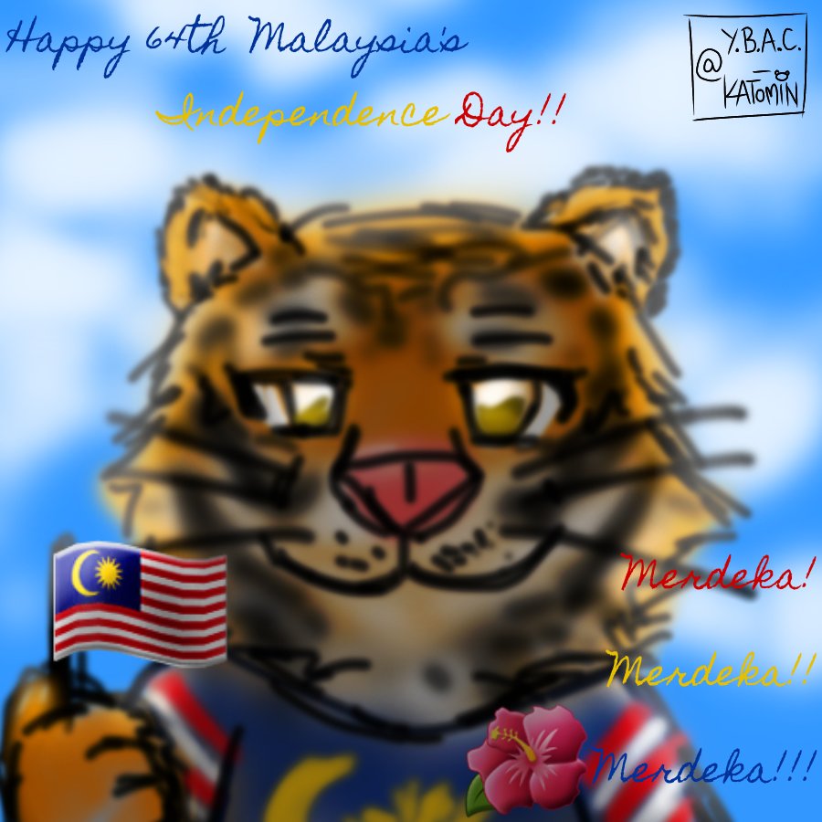 YBAC_Katomin's tweet photo. [31/8/2021]
『HAPPY 64TH MALAYSIA'S INDEPENDENCE DAY』🇲🇾🌺🐅🐯🎉🎊🎆
ik im late but...
#YBACKatominTrashArts
#HappyIndependenceDay🇲🇾 #HappyIndependenceDay2021 #Merdeka #IndependenceDay #KitaJagaKita #KitaMestiMenang #HarimauMalaya #MerdekaMalaysia #MerdekaMerdekaMerdeka https://t.co/vLDy2g7474