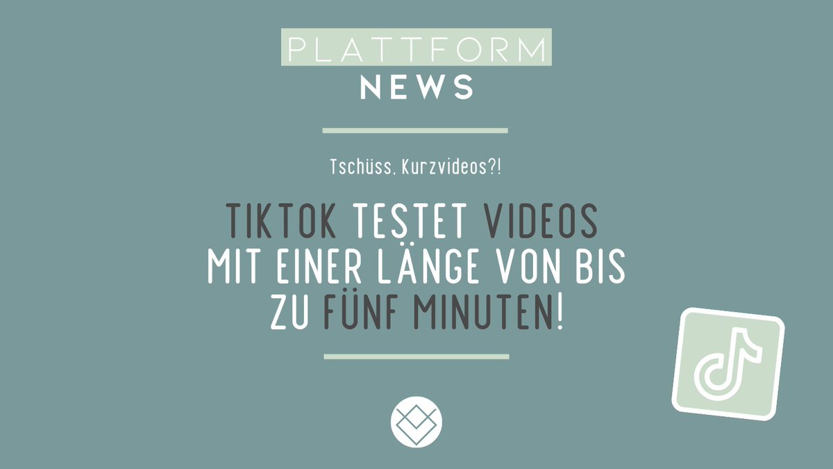Schon wieder News von TikTok: Die Plattform testet derzeit Videos mit einer Länge von bis zu fünf Minuten!  Was haltet Ihr von längeren Clips auf #TikTok? #socialmediamarketing #socialmedianews