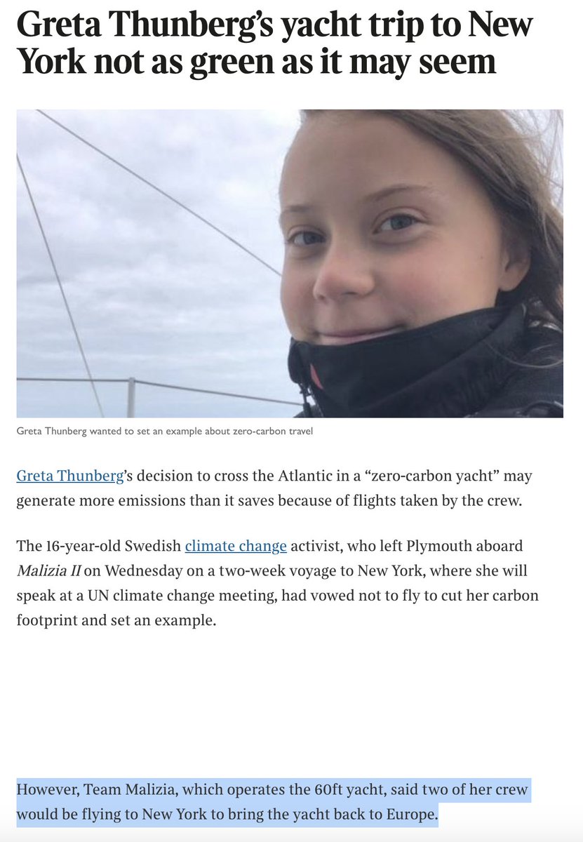 Hi, I am Greta:I promote car culture and do Business climate activism for 3 years now. I am rich & happy.When I did my luxury yacht trip,2 crew members and my father flew trans-Atlantic flights.Instead of 1 air trip, I added 3 ones:I know how to save CO2  