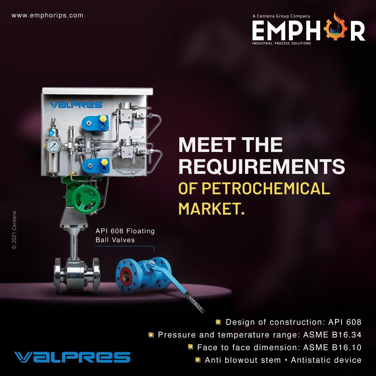 emphorips's tweet image. Meeting the needs of the Petrochemical Market!
@Valpres , API 608 floating ball valves, One of the Valpres most recent products is the API 608 floating ball valves. 
emphorips.com/product/api-60…

#valpres #ballvalves #petrochemicals #emphorips #centenagroup