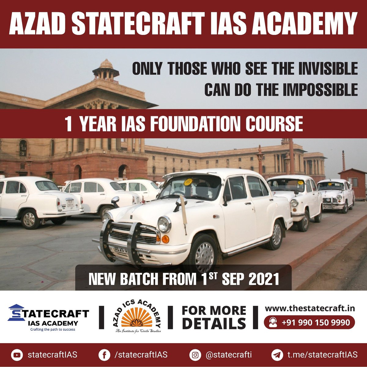 Only those who see the INVISIBLE
Can do the IMPOSSIBLE!!

Foundation course IAS/KAS @ Azad Statecraft IAS Academy

For more details call us at 9901509990

Or visit thestatecraft.in

#IAS #KAS #civilservices #Prelims #upscmotivation #IASaspirants #StatecraftIAS