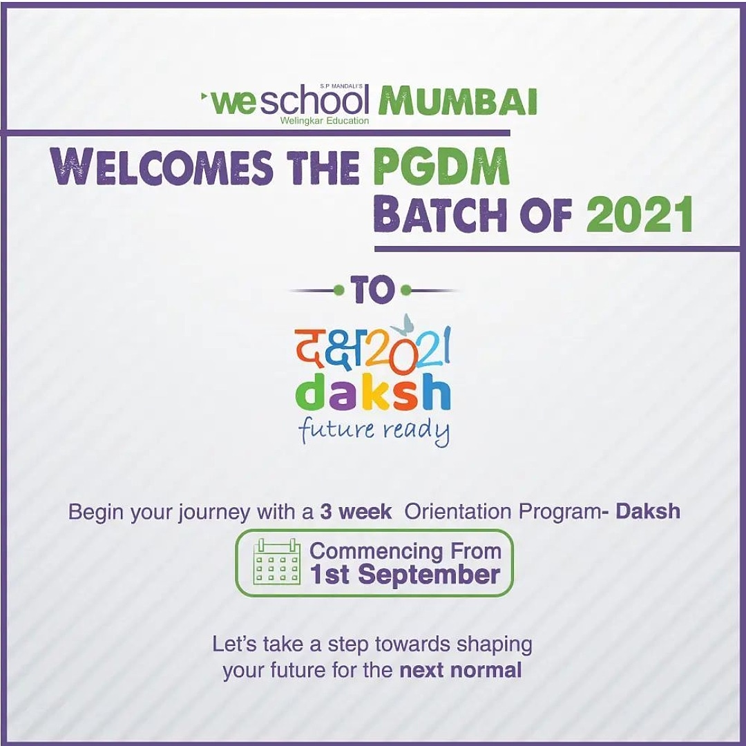 Strengthen the Neev of your new journey on this three week foundation program where, together we experience and explore management discipline. With DAKSH 2021, be future ready for the next normal and step into a better tomorrow. #pgdmhealthcare #WeSchool #welingkareducation
