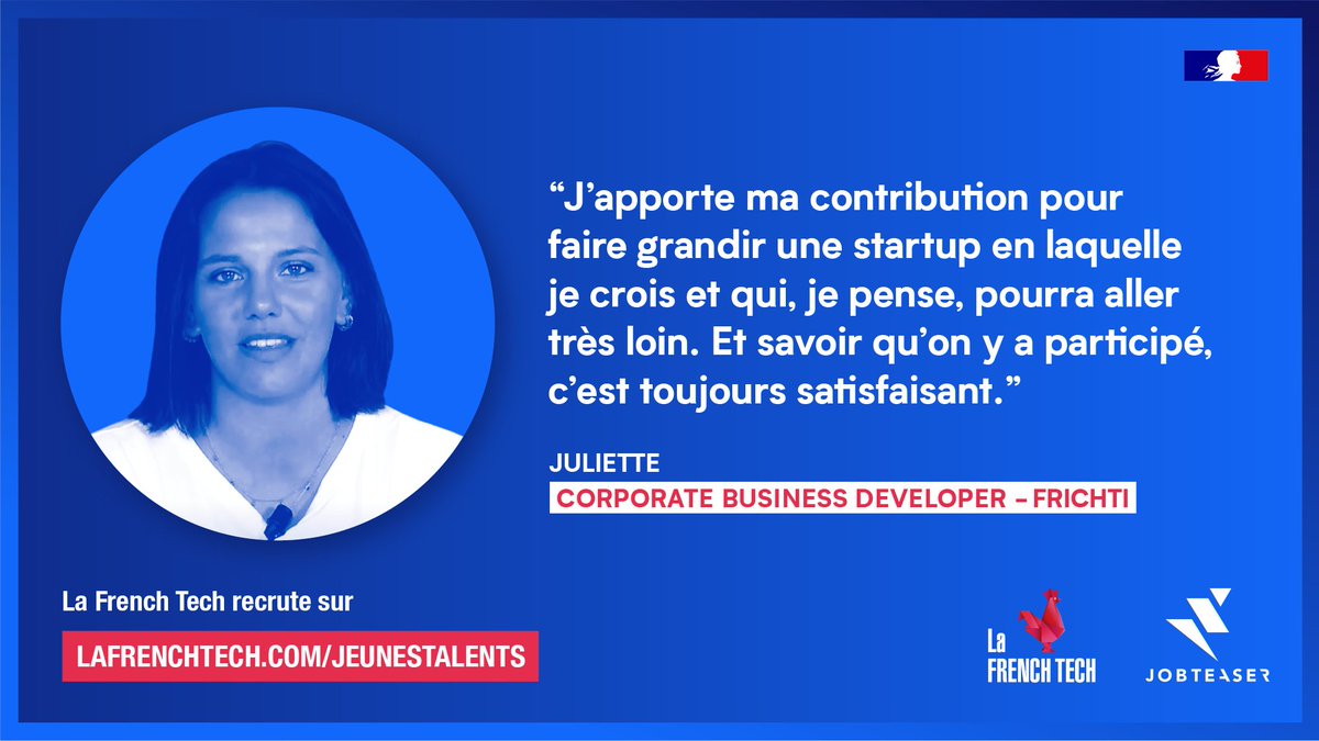 Travailler dans une startup, pourquoi pas toi ? Métiers tech bien sûr, mais aussi business, RH, marketing, supply chain, opérateurs. #LaFrenchTechRecrute partout en France ! +100 postes des startups du French Tech #Next40/120 à découvrir sur <a href="/jobteaser/">JobTeaser</a> bit.ly/3zzHkNc