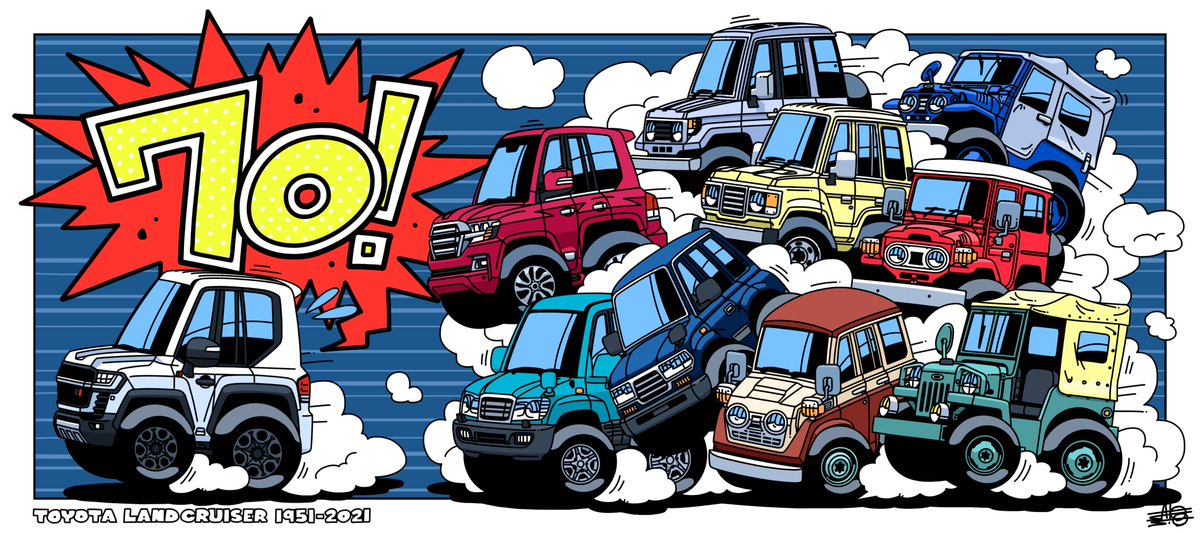 「【 70 ! 】
#LANDCRUISER  #ランドクルーザー  
#TOYO」|さとしお SATOSIOのイラスト