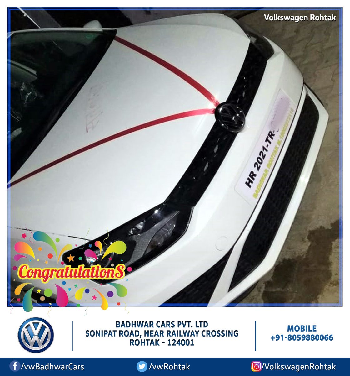 vwrohtak's tweet photo. #Congratulation 🎉 Mr. Naveen Kumar Ji for Being a Part of Badhwar Cars Volkswagen Rohtak Family.
For Test Drive &amp; More Info Call Us : +91-8059880066

#volkswagen #VolkswagenRohtak #VolkswagenPolo  #Polo #PoloTLP #BadhwarCars https://t.co/41aQxefphc
