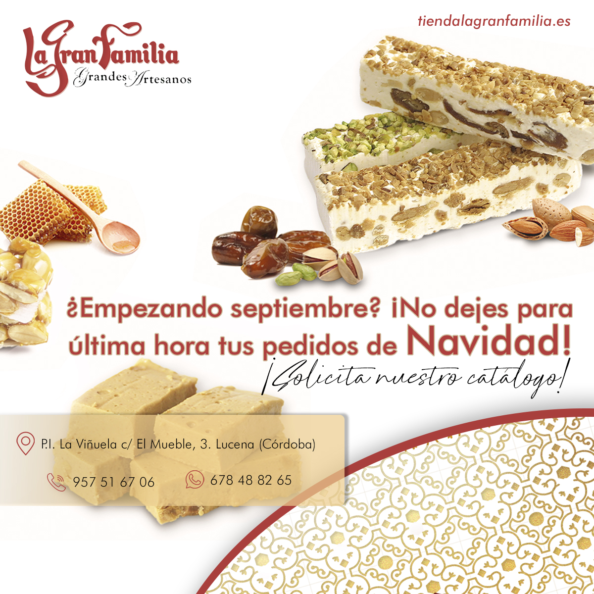 TurronesLGF's tweet image. Sabemos que tu clientela está pensando en el fin de las #vacaciones... pero tú, ¡estás enfocado en la próxima #campaña de #Navidad! 🤩 Asegura que tus clientes disfrutan de uno de los mejores momentos #del año con nuestros #turrones artesanales, #aperitivos ¡y mucho más! 🥳